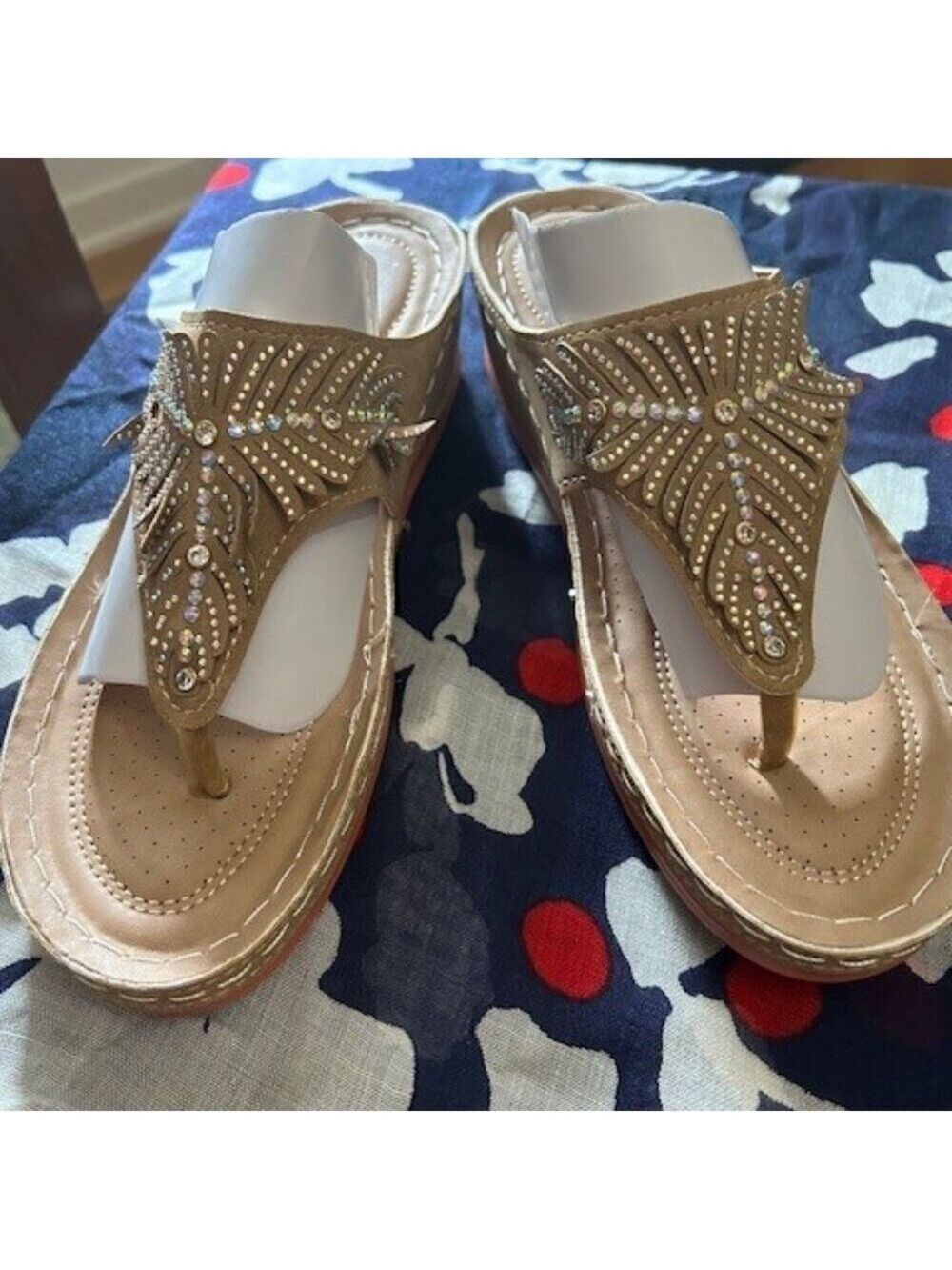NWOT Women's Beaded Sandals choose Black or Tan both are size 9 - Picture 5 of 12